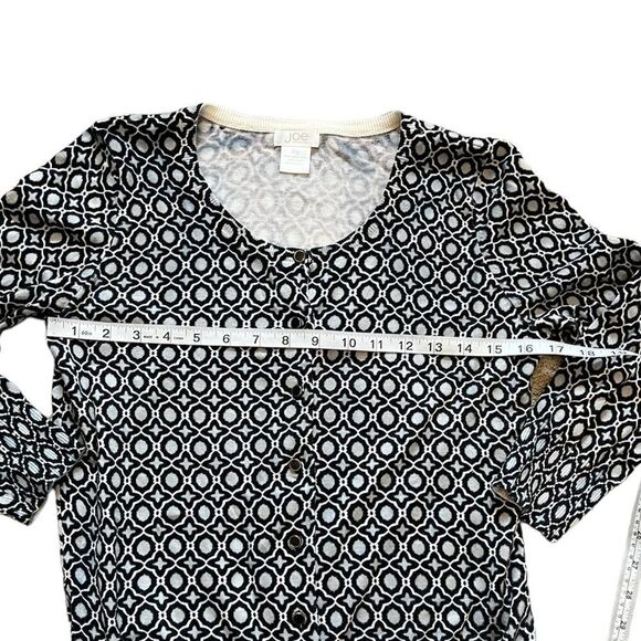 JOE FRESH Grey & Navy Printed Fitted Button Up Cotton Cardigan Sweater L - Picture 6 of 7